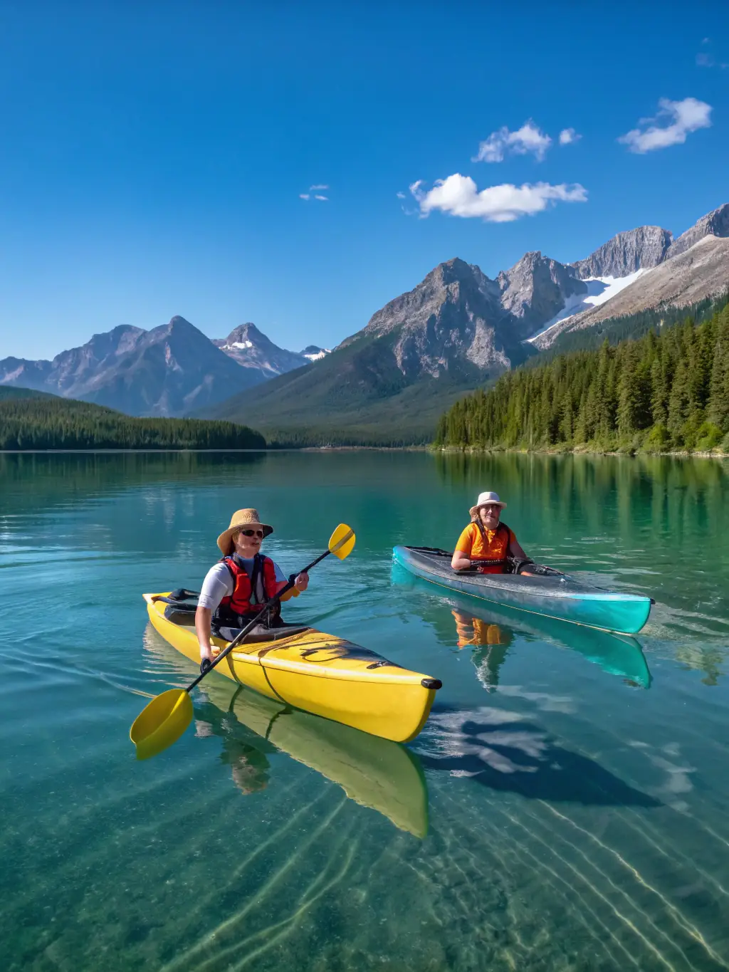A serene image of people canoeing on a calm river, reflecting the peaceful and relaxing nature of canoeing with SERIAL AZIMUT SAINTONGEAIS.